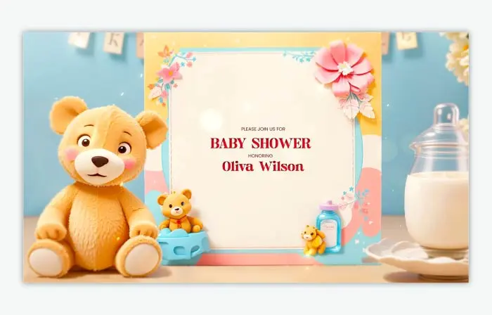 Stylish 3D Baby Shower E-Card Invitation Slideshow Template